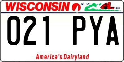 WI license plate 021PYA