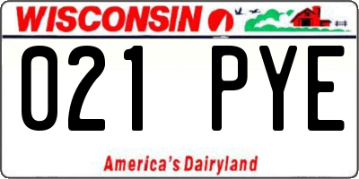 WI license plate 021PYE
