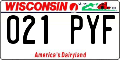 WI license plate 021PYF