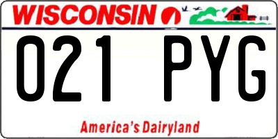 WI license plate 021PYG