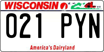 WI license plate 021PYN