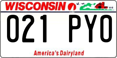 WI license plate 021PYO