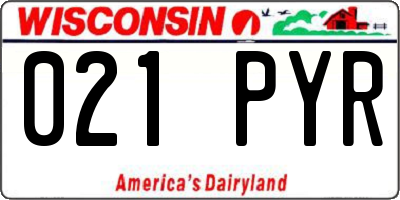 WI license plate 021PYR