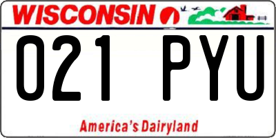 WI license plate 021PYU