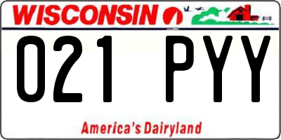 WI license plate 021PYY