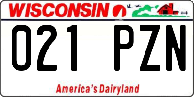 WI license plate 021PZN
