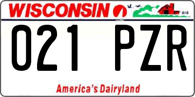 WI license plate 021PZR