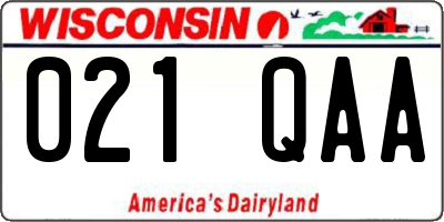 WI license plate 021QAA