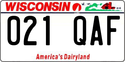 WI license plate 021QAF