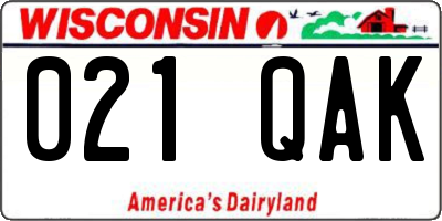 WI license plate 021QAK