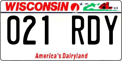 WI license plate 021RDY