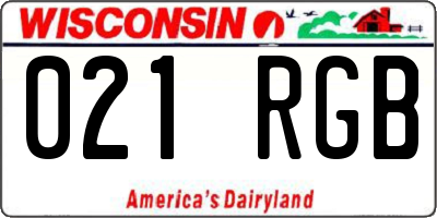 WI license plate 021RGB