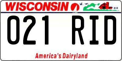 WI license plate 021RID