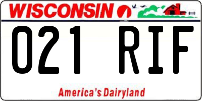 WI license plate 021RIF
