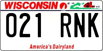 WI license plate 021RNK