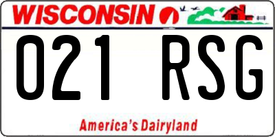 WI license plate 021RSG