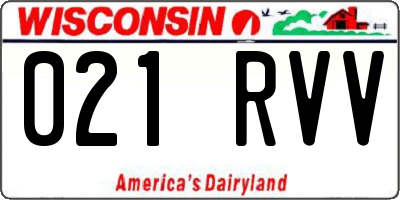 WI license plate 021RVV