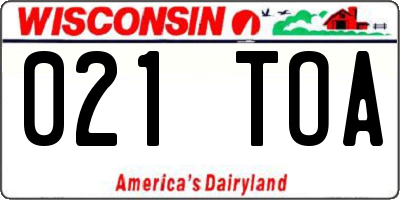 WI license plate 021TOA