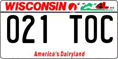 WI license plate 021TOC