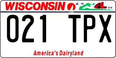 WI license plate 021TPX
