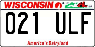 WI license plate 021ULF
