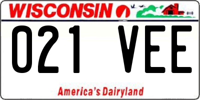 WI license plate 021VEE