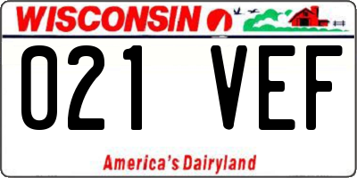 WI license plate 021VEF