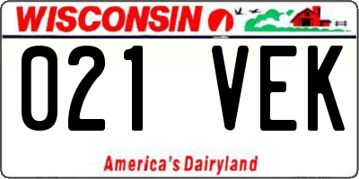 WI license plate 021VEK
