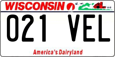 WI license plate 021VEL