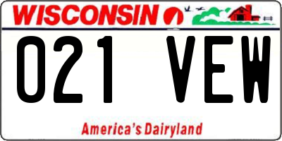 WI license plate 021VEW