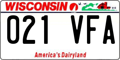 WI license plate 021VFA
