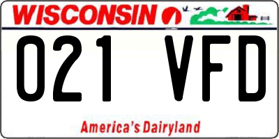 WI license plate 021VFD