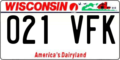 WI license plate 021VFK