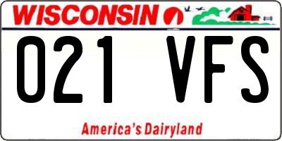 WI license plate 021VFS