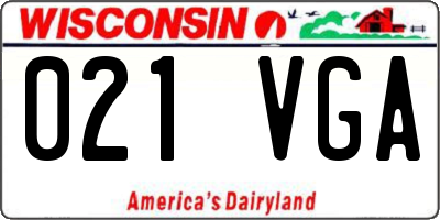 WI license plate 021VGA