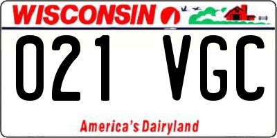 WI license plate 021VGC