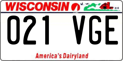 WI license plate 021VGE