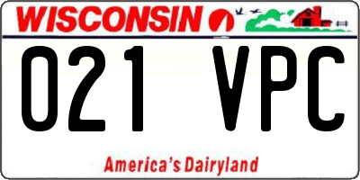 WI license plate 021VPC