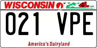 WI license plate 021VPE