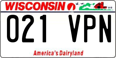 WI license plate 021VPN