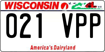 WI license plate 021VPP