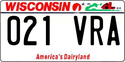 WI license plate 021VRA