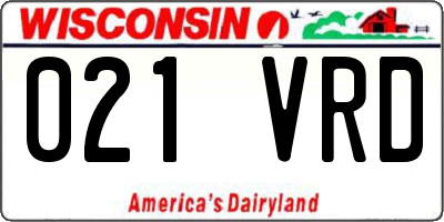 WI license plate 021VRD