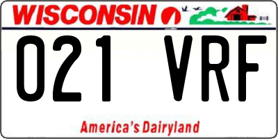 WI license plate 021VRF