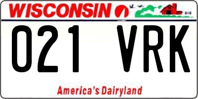 WI license plate 021VRK