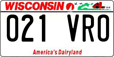 WI license plate 021VRO