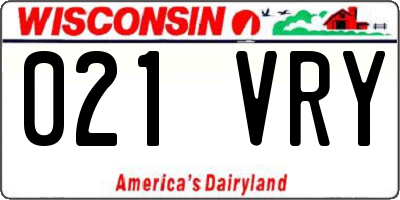WI license plate 021VRY