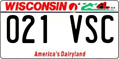 WI license plate 021VSC