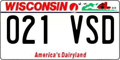 WI license plate 021VSD