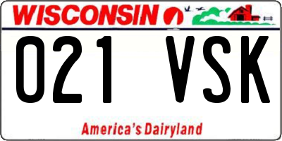 WI license plate 021VSK